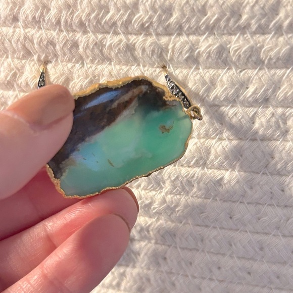 Gold Dipped Stone Earrings - Picture 3 of 4